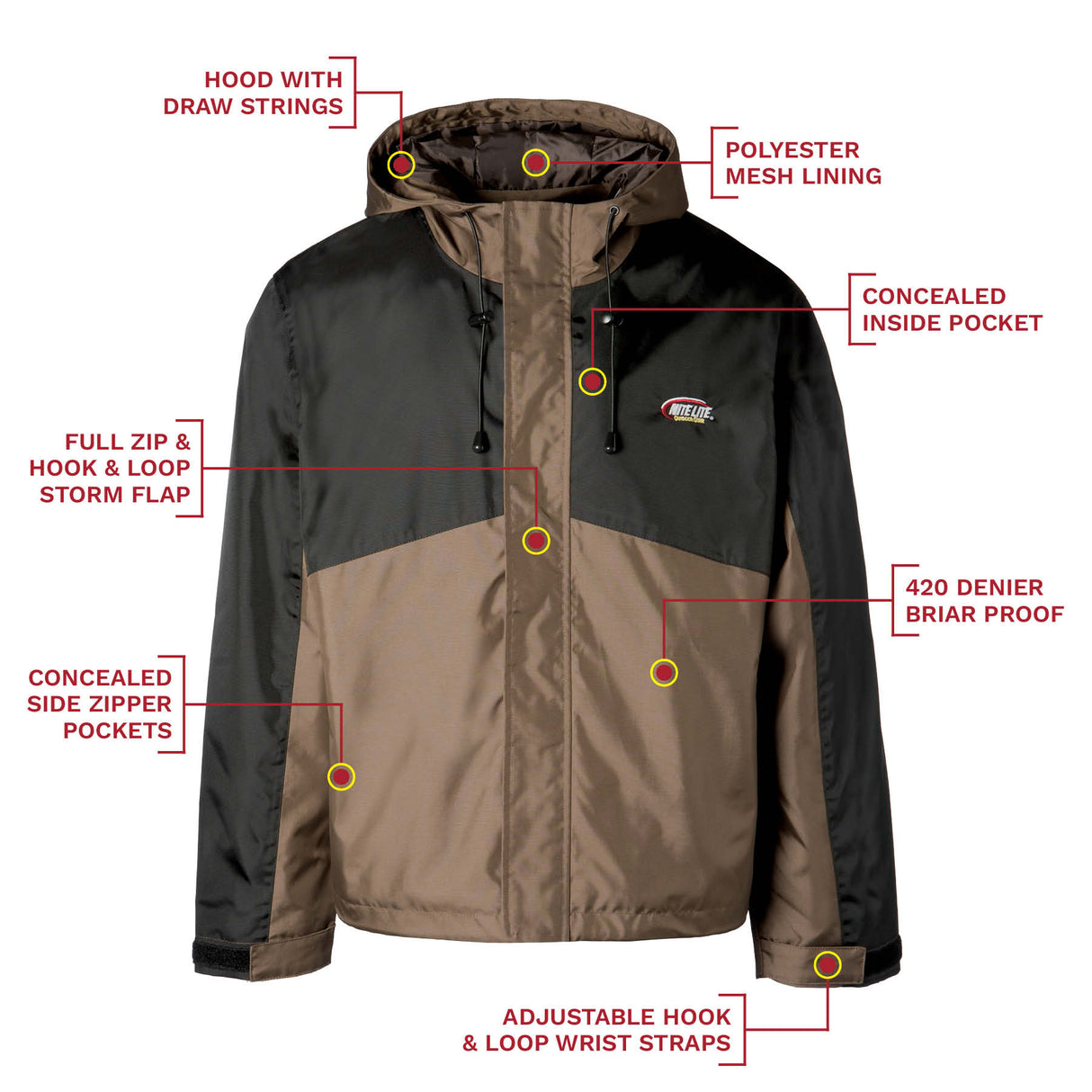 Nite Lite Elite 420 Denier Briar Proof Uninsulated Full Zip Jacket - Huntsmart