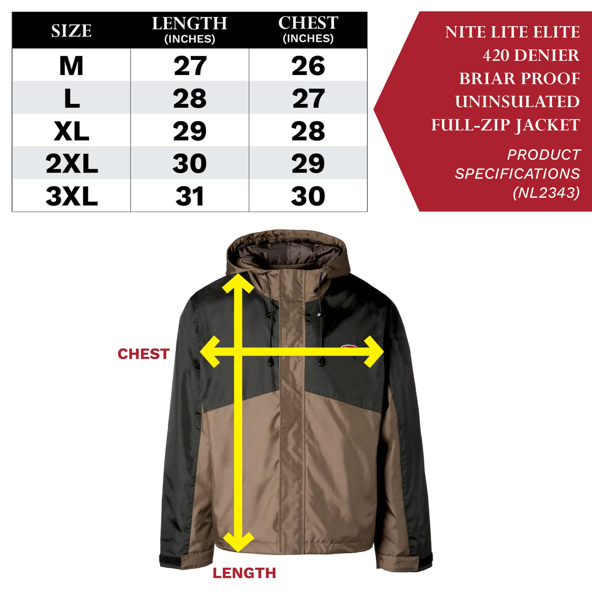 Nite Lite Elite 420 Denier Briar Proof Uninsulated Full Zip Jacket - Huntsmart