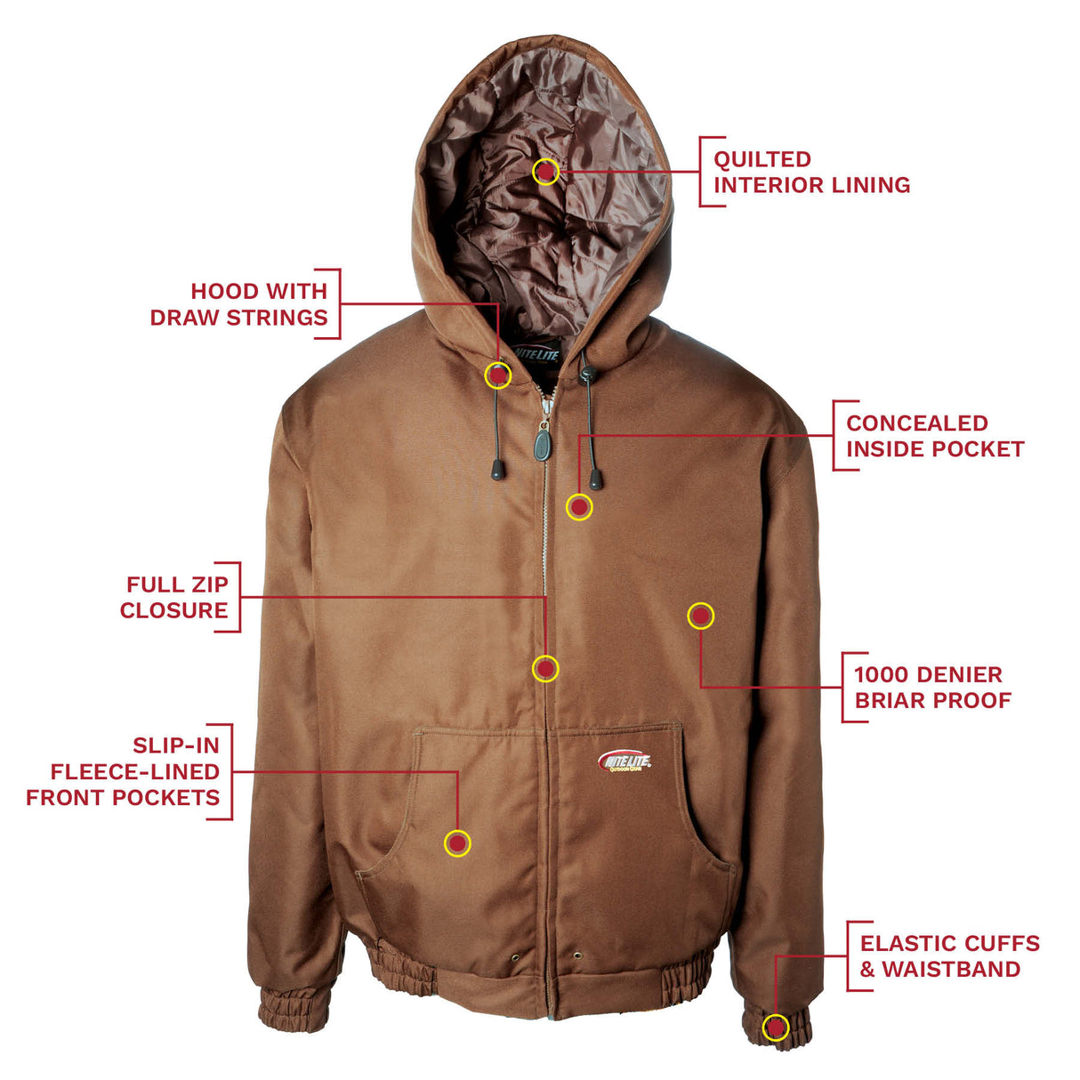 Nite Lite Elite Pro 1000 Denier Insulated Briar Proof Hooded Jacket - Huntsmart