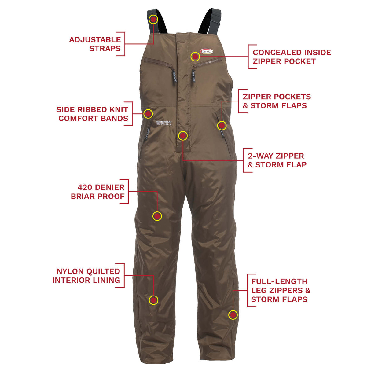 Nite Lite Extreme Insulated Briar Proof Bibs - Huntsmart