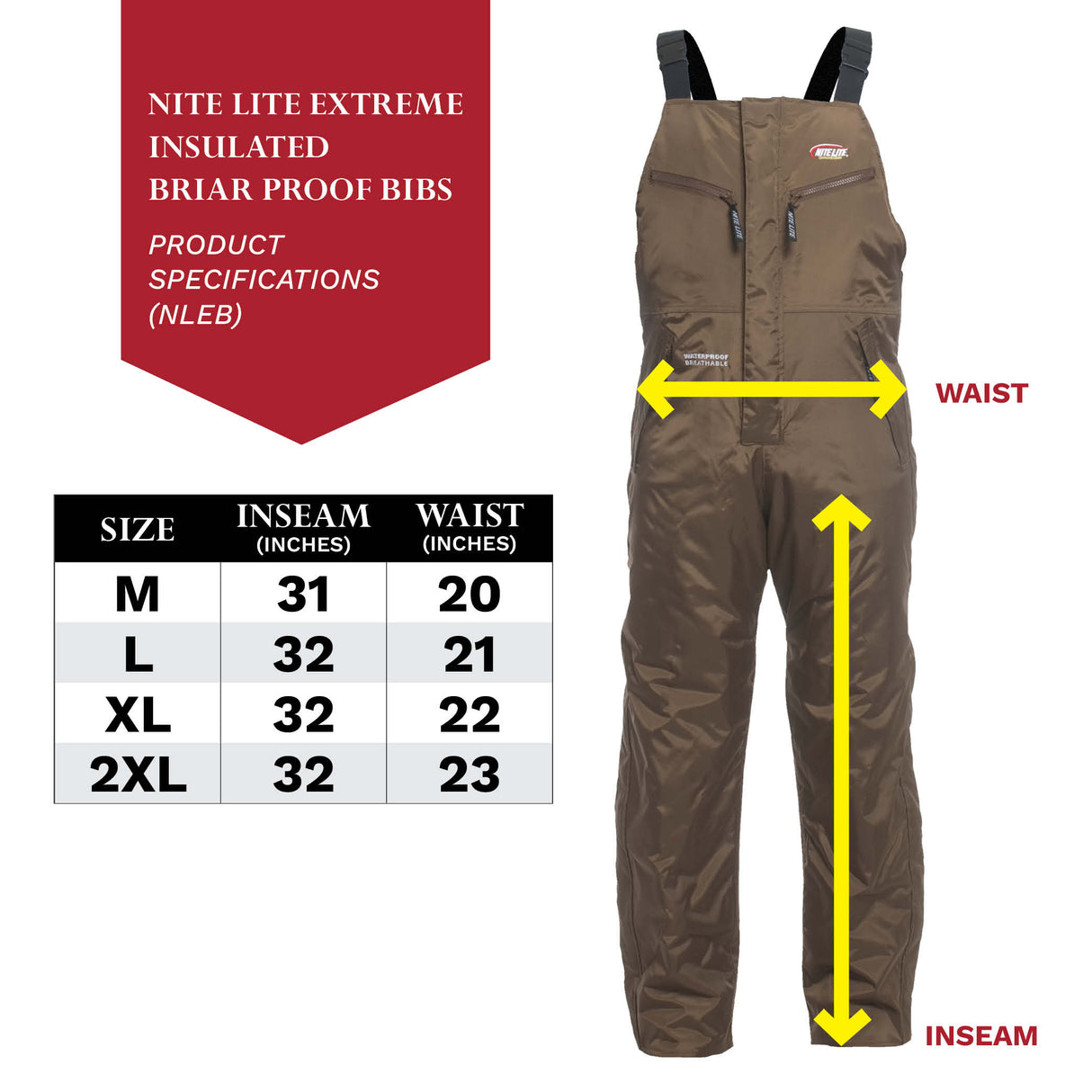 Nite Lite Extreme Insulated Briar Proof Bibs - Huntsmart