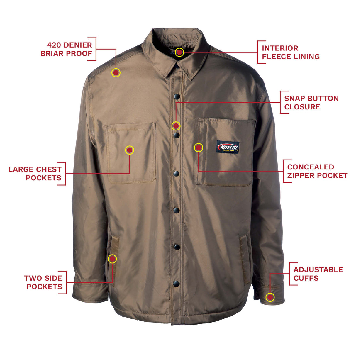 Nite Lite Elite Fleece-Lined Briar Proof Jacket - Huntsmart