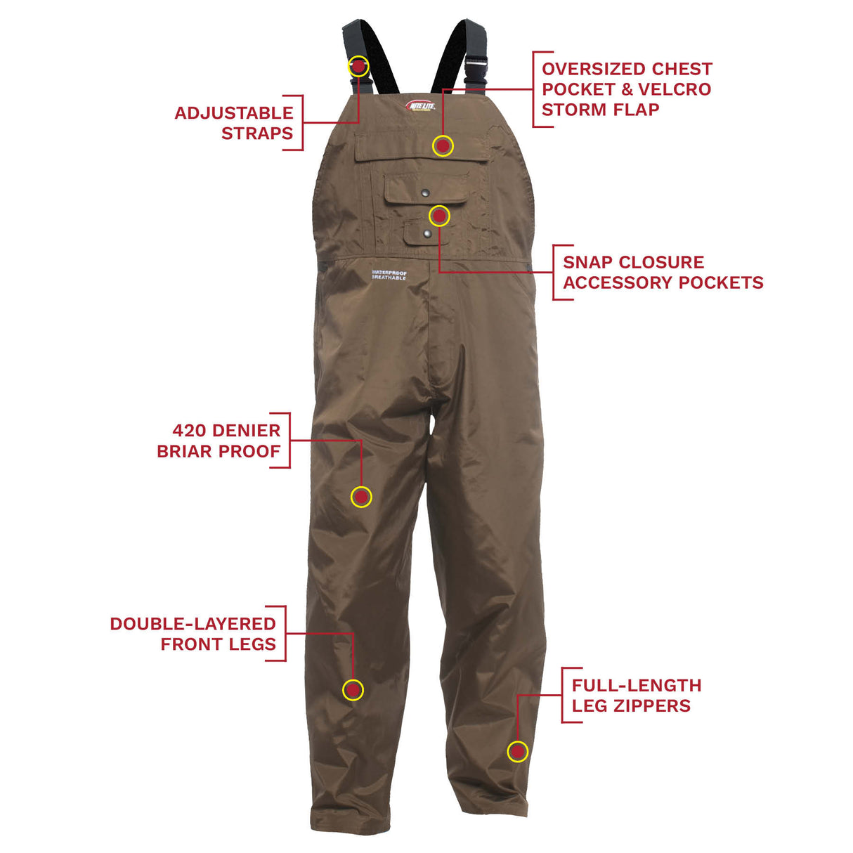Nite Lite Pro Non-Insulated Briar Proof Bibs - Huntsmart