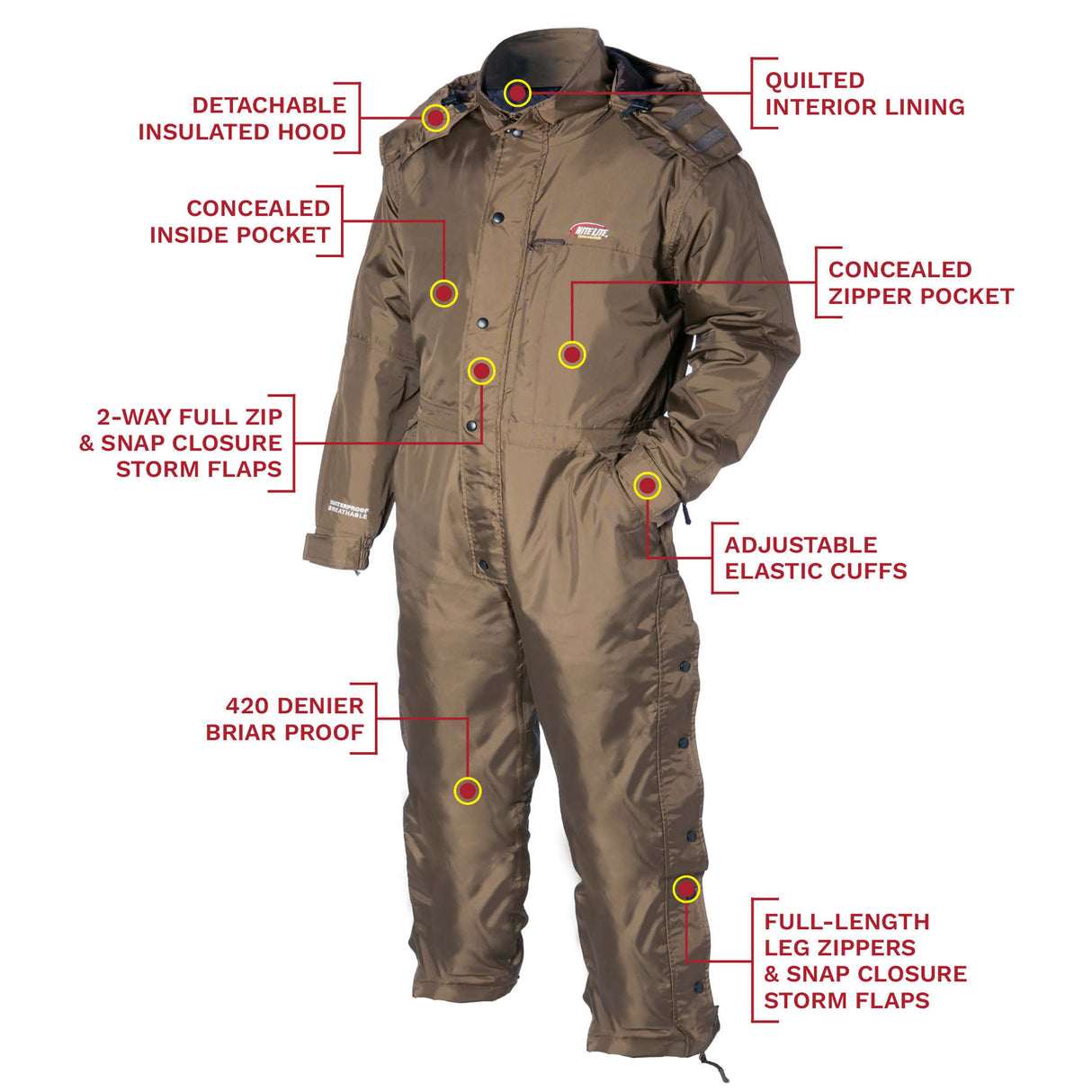 Nite Lite Elite Insulated Briar Proof Coveralls - Huntsmart