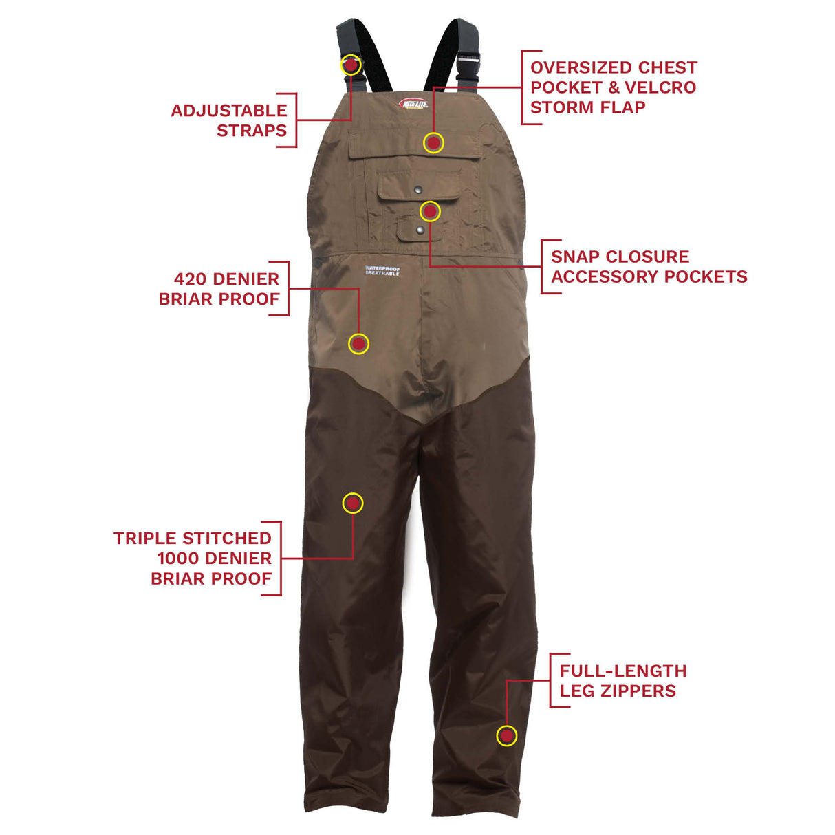 Nite Lite Pro 1000 Denier Briar Proof Bibs - Huntsmart